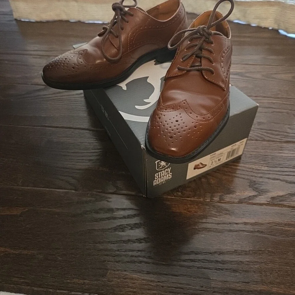 Stacy Adams Tan Wingtip Derby Dress Shoes for Boys
